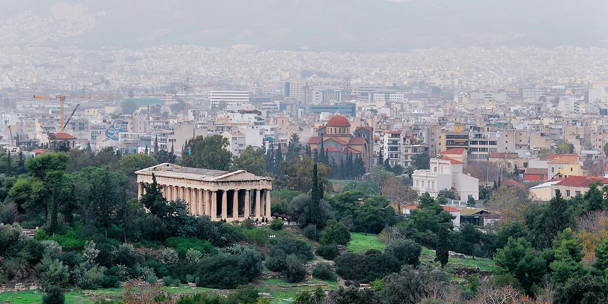 Temple of Hephaestus within the landscape of the Ancient Agora
